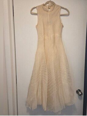Luisa Beccaria Elegant Cream Sleeveless Dress